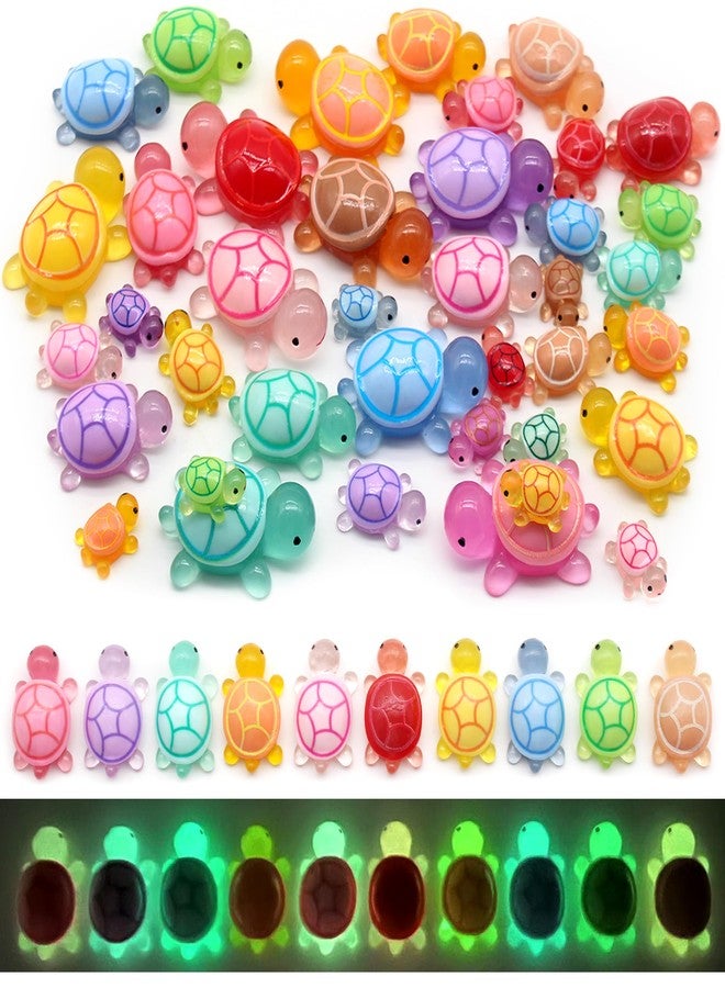 انفين مجموعة أنفين المكونة من 40 قطعة من مجسمات السلاحف المصغرة المضيئة في الظلام، مصنوعة من الراتنج اللطيف بأربعة أحجام وعشرة ألوان زاهية - مثالية لأحواض السمك، وبيوت الدمى، وأحواض السمك، وحدائق الجنيات، وهدايا مميزة - Image 1